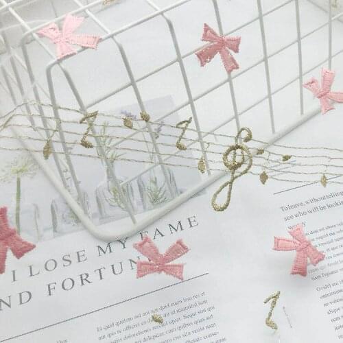 Bow Musical Embroidered Fabric Mesh Lace Fabric Childrens Wear Stage Dress Dress Wedding Dress Fabric