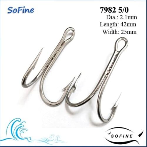 7982 5/0 *30 Pcs/Pack Stainless Steel Double Weld Fish Hooks Stainless Steel Double Hooks Double Fishing Hooks