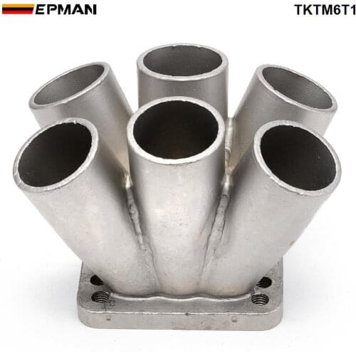 EPMAN 1PC Cast Stainless Steel 304 6-1 Turbo Header Manifold Merge Collecttor T3 T4 Turbo TKTM6T1