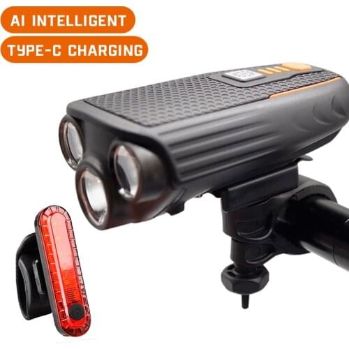 5200mAh Type-C Induction Bicycle Front Light Set USB Rechargeable Smart Headlight 1500 Lumen LED Bike Lamp Cycling FlashLight