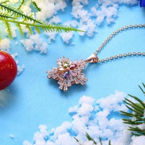 Garilina Rose gold Mulit color zircon fashion necklace charm pendant for women AP2074