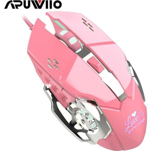Pink Gaming Mouse 3200DPI White Light Design Wired USB Game Mouse Suitable for Office Gaming Mice