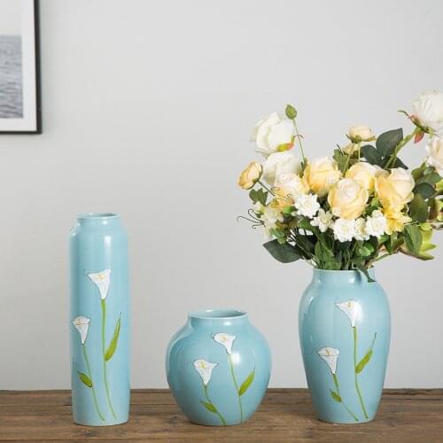 Ceramics Morning Glory Flower Pattern Rustic Home Decor Desktop Floral Arrangement Flowers Vases Antique Ornaments