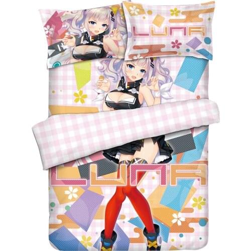 Anime Kaguya Luna YouTuber Four Bedding Sets Duvet Cover Bed Sheet Linen Fitted Sheet Full