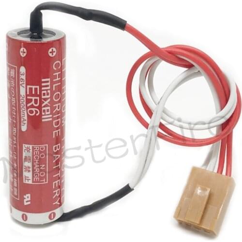 Maxell ER6 3.6V 2000mah Lithium Battery PLC Batteries with Brown Plug Connector Made in Japan