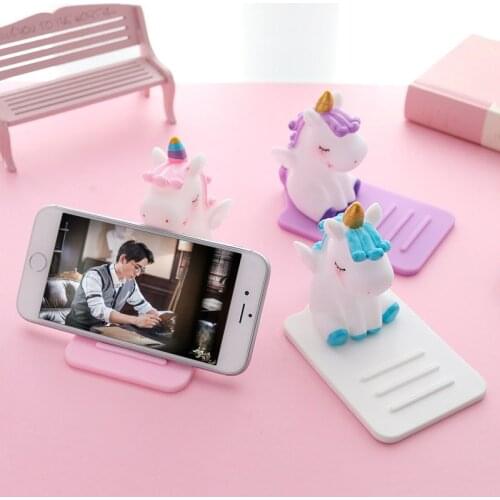 Cute Unicorn Soft Silicone Desk Holder Universal Tablet Mobile Phone Stand Flexible Cartoon With Non-Skid for iPhone11 Mount