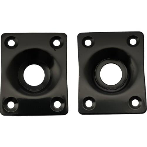 Musiclily Rectangle Guitar Jack Plate, Black (2 Pieces)