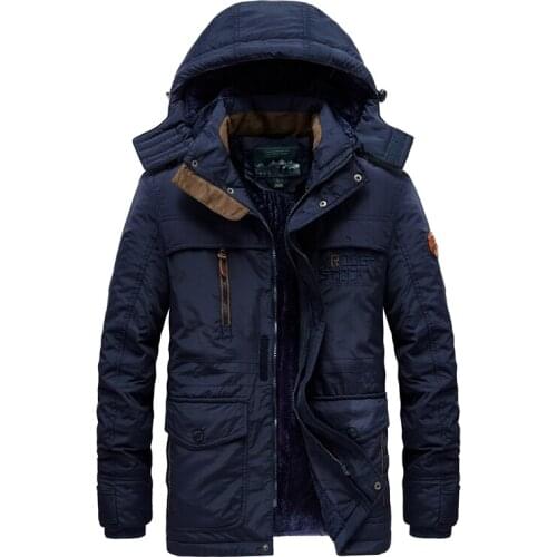 Winter Parka Men Windbreaker Jacket Plus Velvet Thick Warm Coats Male Fashion Hooded Jackets Mens Overcoat Plus Size 5XL 6XL