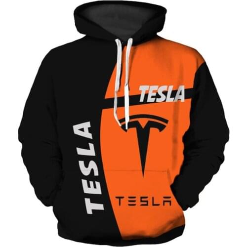 2021 New Mens Spring and Autumn Tesla 3D Digital Print Hoodie Casual Fashion Harajuku Hoodie