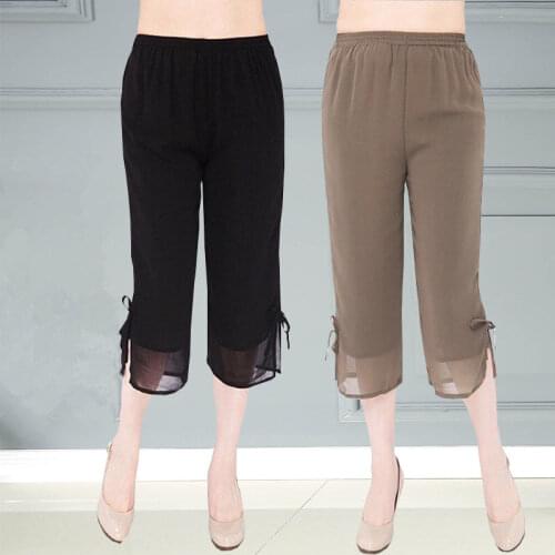 New 2021 Summer Women Chiffon Wide Leg Pants Plus Size 4XL Loose High Waist Pant Skirt Female Casual Cropped Trousers Y979