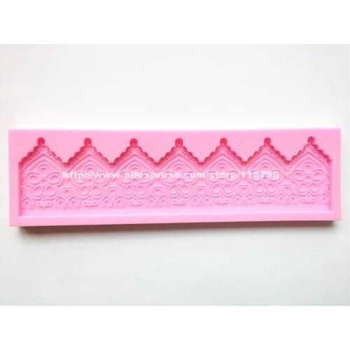 New! Free Shipping Fabric Lace Like Silicone Mold Cake Decoration Fondant Cake 3D Food Grade Silicone Mould 194