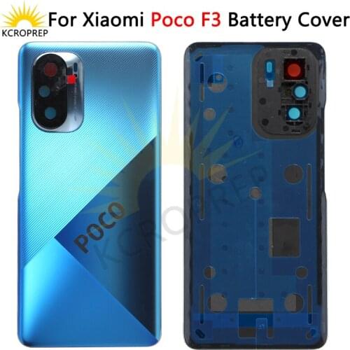 Original NEW For Xiaomi POCO F3 Back Battery Cover Glass Panel Rear Housing Door Case+Camera Lens For POCO F3 Battery Cover