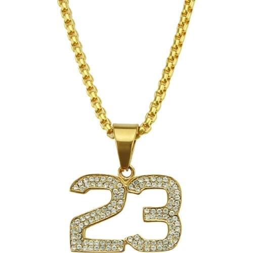 New Couple Arabic Number Necklace Pendant Fashion Personality Hip Hop Zircon Mens and Womens Necklace Birthday Commemoration D