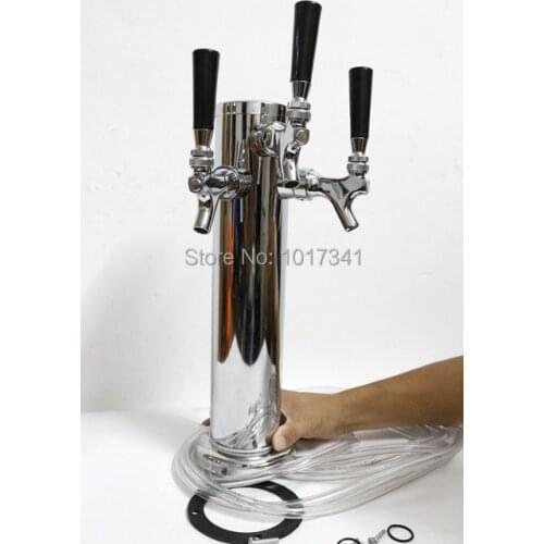 Triple Tap 3" Stainless Steel Body Beer Tower,1/4" Beer Line, include Mounting hardware and Faucet Brench