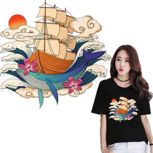 Floating Life Thermo Stickers Art Applique Iron On Transfer Patches For Clothing Women TShirt Accessories Stickers Heat Transfer