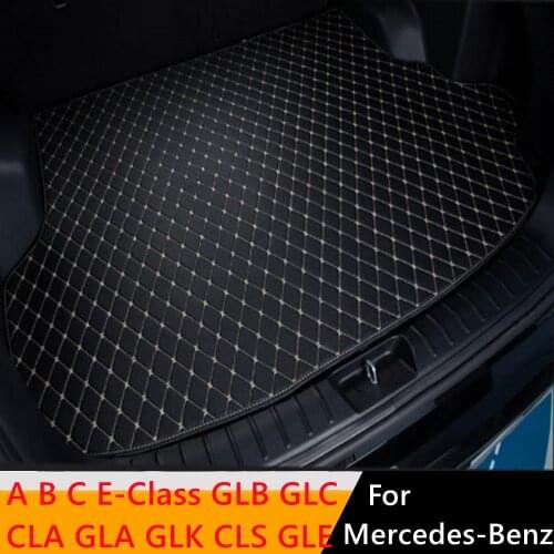 Sinjayer Flat Side Car Trunk Mat AUTO Tail Boot Luggage Pad Carpet For Mercedes-Benz A B C E-Class GLB GLC CLA GLA GLK CLS GLE