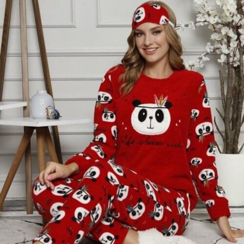 ŞERBETS women eye patch and socks gift pajama sets 2020 autumn winter knitted suit tracksuit sweats dropshipping shein