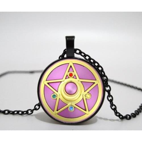 Silver anime Sailor Moon jewelry glass dome pendant necklace, glass necklace men and women pendant necklace jewelry