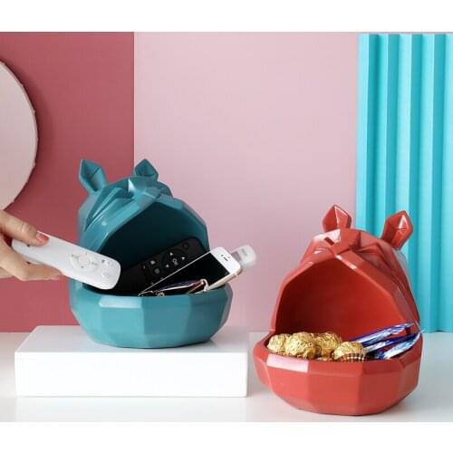 Home Office Storage Box Resin Cute Dog Cat Figurine For Table Ornaments Basket Home Organization And Storage Home Decor
