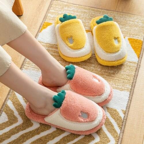ZEEKSON Winter Cute Cartoon Slippers Female Adult Plush Slippers Home Indoor Warm Slippers Plus Velvet Couple Cotton Slippers