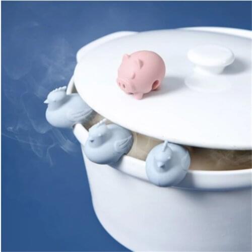Animal Lid Clip Cute Cartoon Silicone Pot Holder Home Pot Lid Holder Clips Kitchen Cooking Prevent Overflow Tool Kitchen Supplie