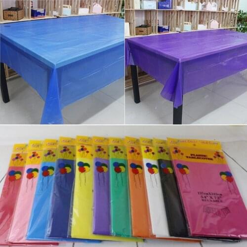 Hot sale 2pcs/lot (137X274cm) Plastic Disposable Tablecloth Solid Color Wedding Birthday Party Table Cover Rectangle Desk Cloth