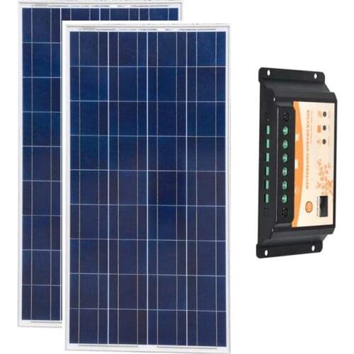 Solar Kit 300w Panneaux Solaire 12v 150w 2 Pcs Solar Home System Solar Charge Controller 12v/24v 20A Auto Camping Caravaning