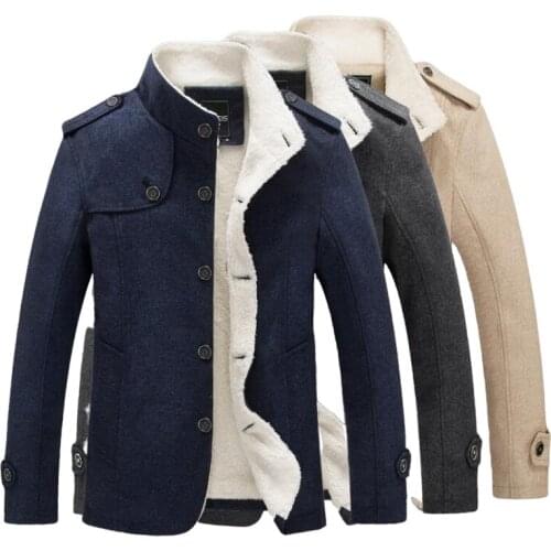 Warm Thick Woolen Coat Lapel Parkas Jacket Coat High-grade Wool Jacket Stand Collar Plus Velvet Jacket