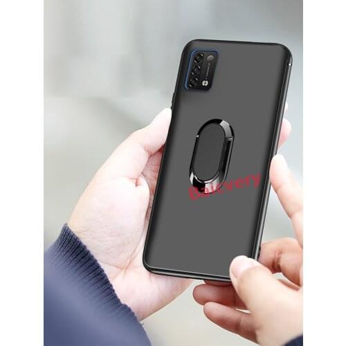 Ultra Thin Finger Magnetic Ring Matte Case for Umidigi Power 5 Matte Black Silicone TPU Cover for Umidigi Power 5