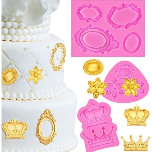 Vintage Fondant Paper Cup Cake Mold Silicone Mold Paper Cup Chocolate Resin Mold Gorgeous Crown Photo Frame Resin Mold