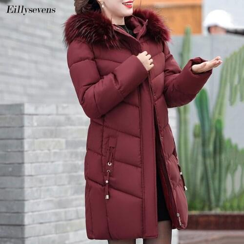 Outerwear Parka Women Winter Coats Long Cotton Casual Fur Hooded Jackets Women Thick Warm Winter Parkas Female Overcoat Coat