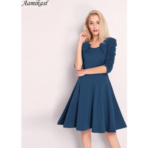 Aamikast Women Dress New Patterns Plus Size Clothing Audrey Hepburn Black Robe Retro Swing Casual 50s Vintage Rockabilly Dresses