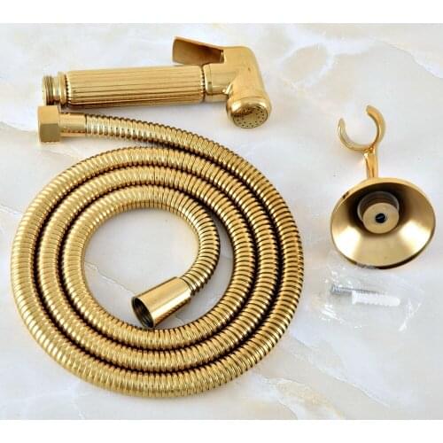 Gold Color Brass Bathroom Hand Spray Bracket Holder High pressure Handheld Shower head 1.5m Hand Held Shower Head Hose mhh038