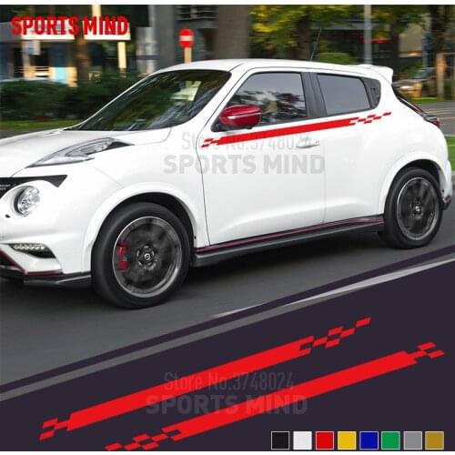 1 Pair Sports Mind Door & Waist Line Car Sticker Decal Automobiles Car Styling For Nissan Juke Nismo R Exterior Accessories