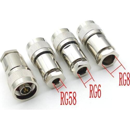100pcs N Male Plug RF Coaxial Connector ADAPTER Clamp for RG58/RG6/RG8 Coaxial Cable