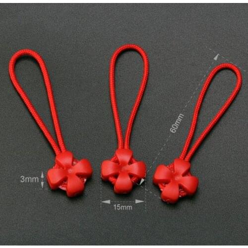 100pcs Zipper Pulls Cord Ends Strap Lariat Black Red Yellow Zipper Puller Apparel Zipper Accessories Blossom Shape End