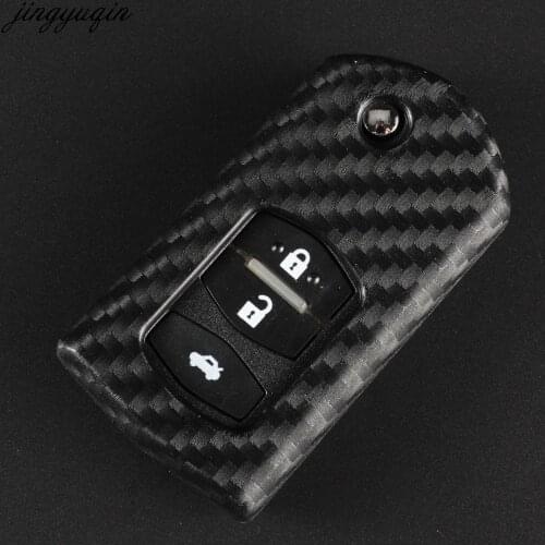 Jingyuqin 2/3 Carbon Silicone case For Mazda CX-5 CX5 CX-7 CX7 3 2 6 Atenza CX-9/CX9 MX5 Remote Folding Car Key Case Cover