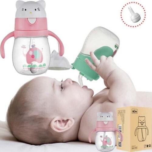 270ml Baby Water Bottles Infant Newborn Cup Children Learn Feeding Straw Juice Drinking Bottle BPA Free for Kids