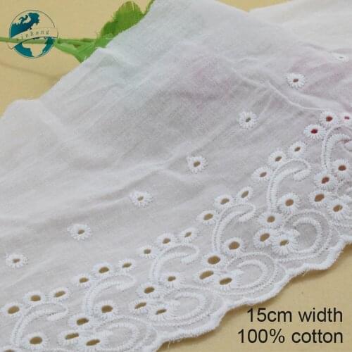 3yards 15cm wide 100% Cotton embroid lace sewing ribbon guipure trim wedding lace DIY Garment Accessories african doll lace#3921