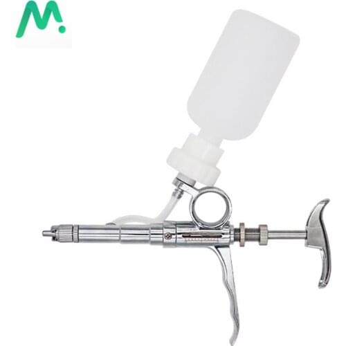 5ML Stainless Steel Automatic Livestock Continuous Syringe Injector Veterinary Equipment With Bottles Animal Vaccine Injection