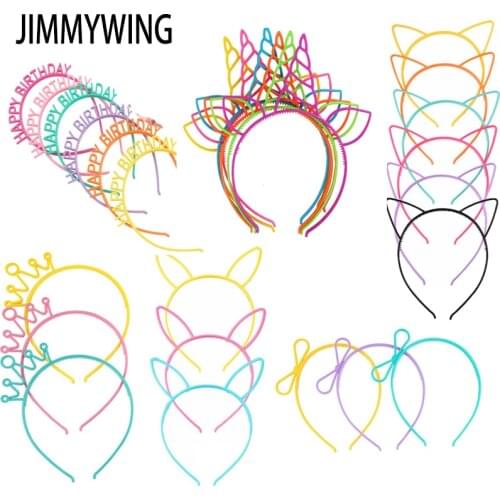 3pcs Party Supplie Cartoon Cat Ear Crown Hairband Kids Headband For Women Butterfly Bow Hair Band Plastic girls Hair Accessories