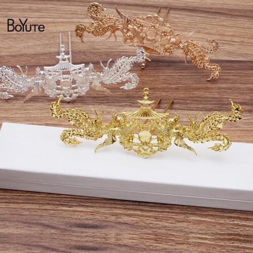 BoYuTe Wholesale (2 Pieces/Lot) Diy Hand Made Retro Hair Jewelry Accessories Metal Alloy Phoenix Hair Stick Findings