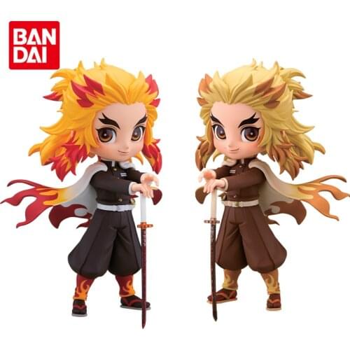 Bandai Genuine Qposket Demon Slayer Rengoku Kyoujurou Q Version Anime Action Figures Collectible Model Ornaments Toys for Kids