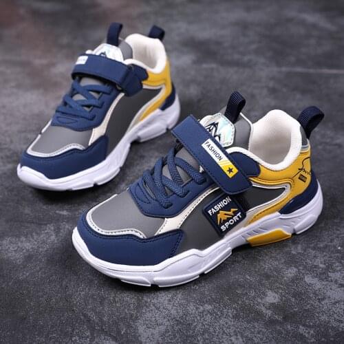 Okkdey Low-cut mesh running shoes for boys and girls, lightweight and fashionable velcro, childrens leather casual sneakers