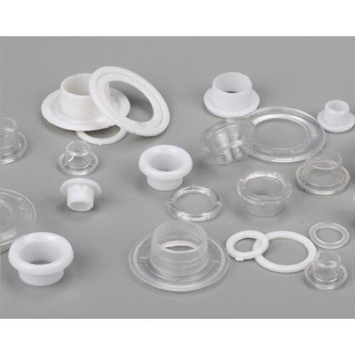 Free Shipping 100set White/Clear Plastic eyelet and Eyelet Punch Die Tool Set for Leather Craft Clothing Grommet Banner 5mm-12mm