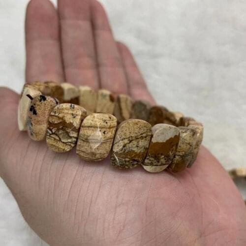Picture jasper beads bracelet natural stone bracelet gemstone jewelry bangle for woman for man