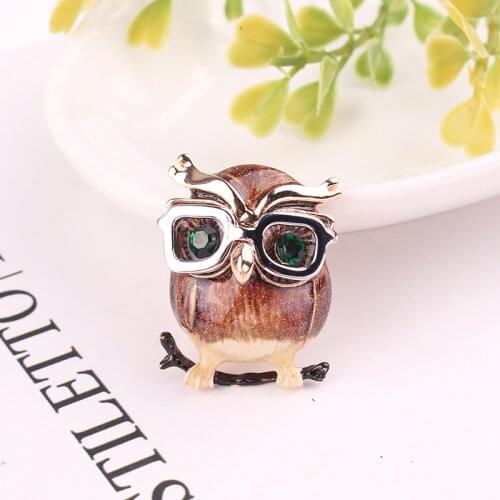 TODOX Animal Brooch high quality Unique Glasses cute owl Birds cartoon Pins with crystal Gifts for Kids Women Fashion Jewely