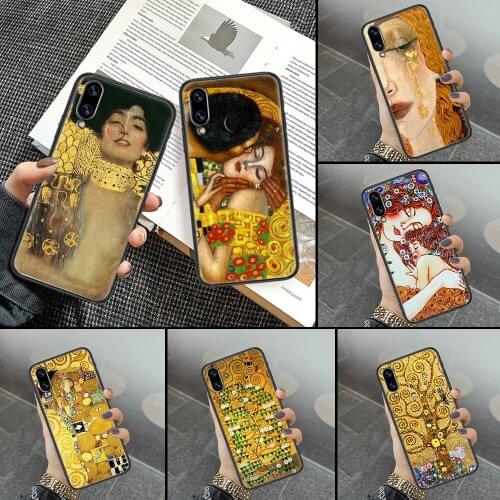 Art kiss Gustav Klimt Phone Case For Huawei Honor 6A 7A 7C 8A 8X 8 9 9X 10 10i 20 Lite Pro black fashion cover soft Etui tpu