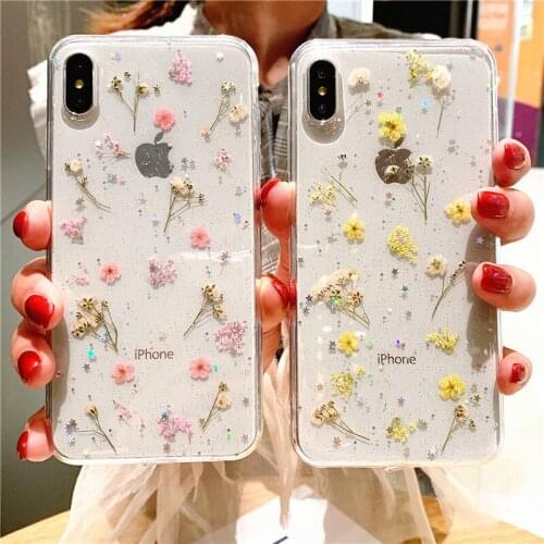 Dry flower case for iphone 11 12 pro XS Max X XR 6s 7 8 Plus SE 2020 phone cases Real floret cover on iPhone 11 Pro Max XS case