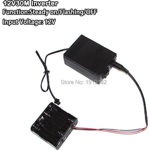 Cheap! 30M DC12V EL inverter EL Driver with Cell box powered by 8-AA battery for Flashing EL wire and EL strip wire Party decor